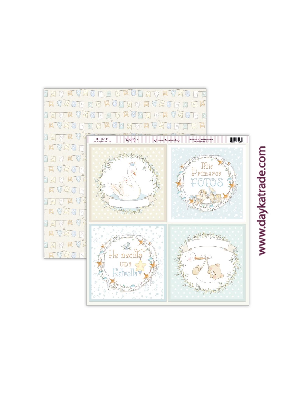 papel scrap bebé niña - colección "Ha nacido una estrella"