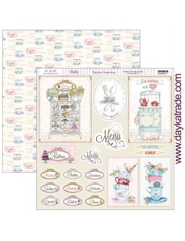 papel scrap colección "La cocina me fascina? alacena, cocina y cubiertos