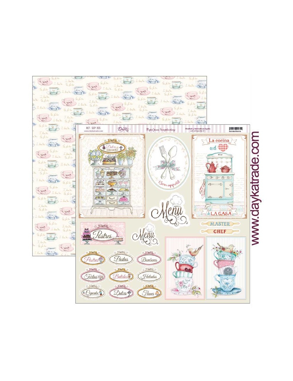papel scrap colección "La cocina me fascina? alacena, cocina y cubiertos
