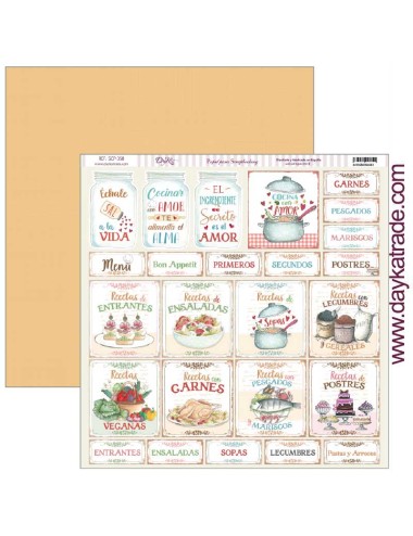papel scrap colección "La cocina me fascina? etiquetas textos