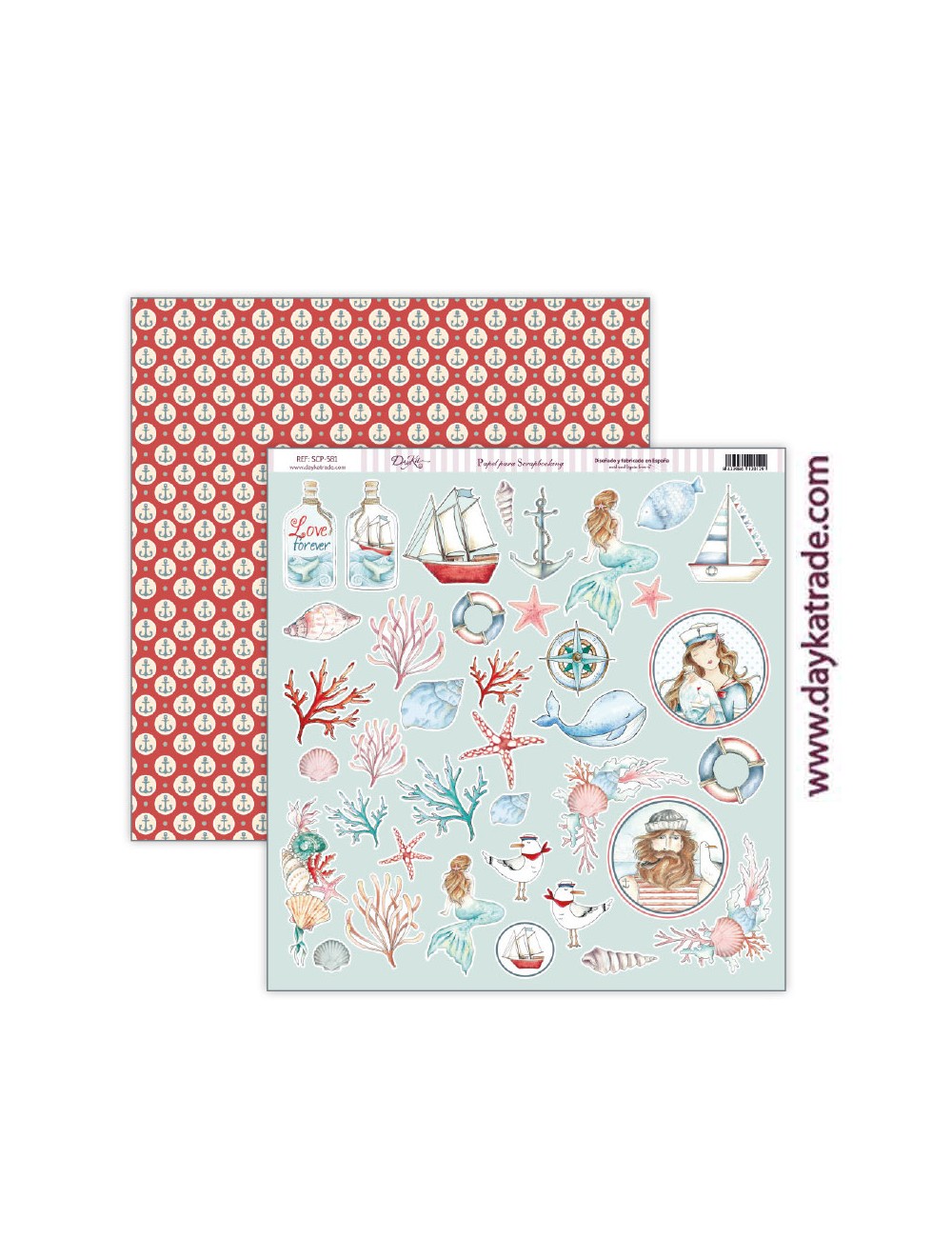 papel scrap colección "Mensaje en una botella"