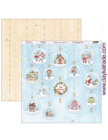 papel scrap colección "vive la Navidad"- bolas con escenas navideñas-