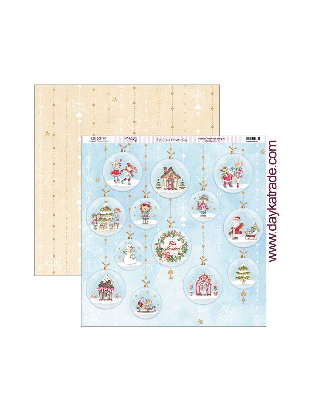 papel scrap colección "vive la Navidad"- bolas con escenas navideñas-