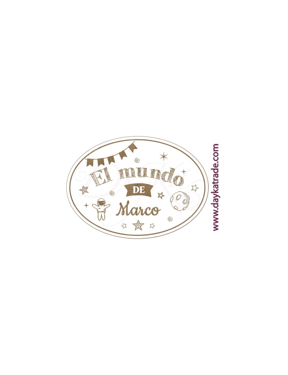 Placa puerta infantil pajarito astronauta óvalo