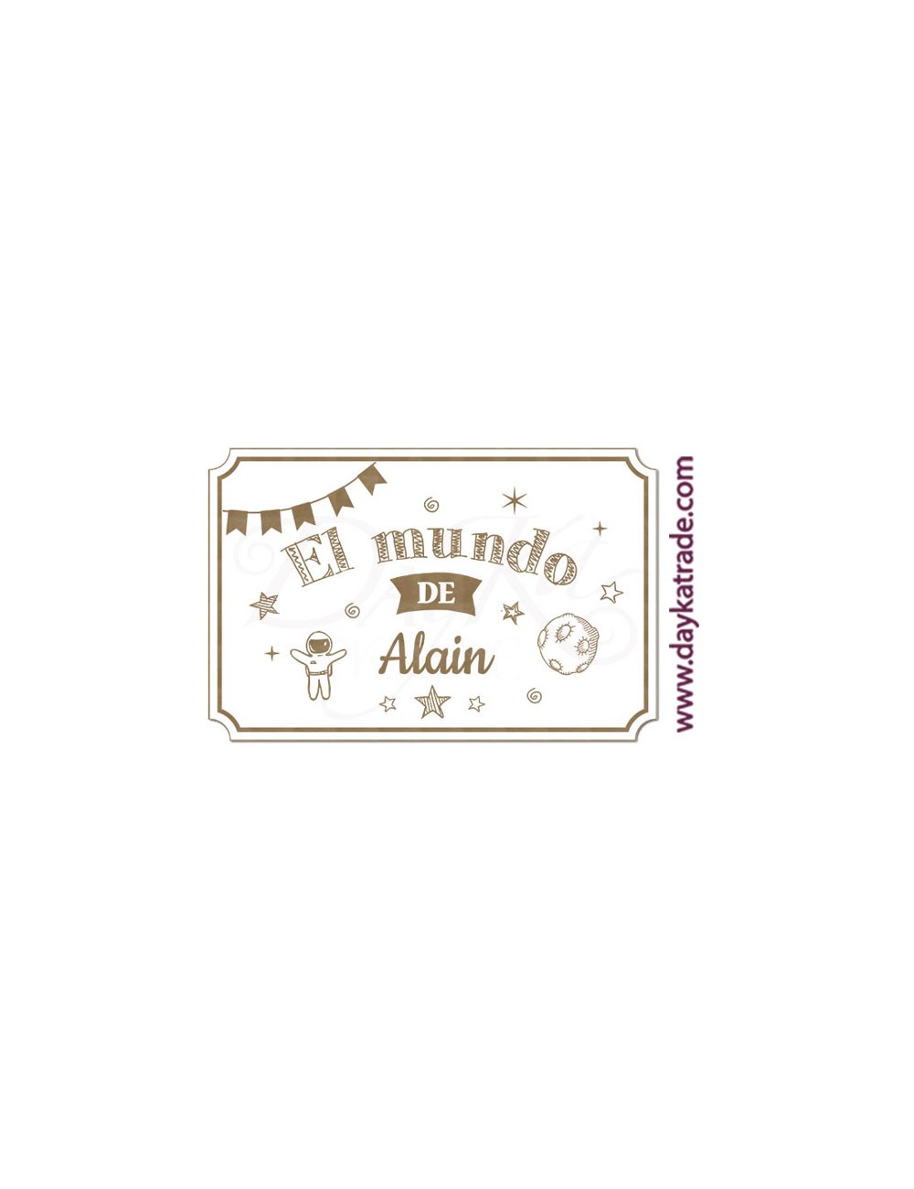 Placa puerta infantil pajarito astronauta rectangular