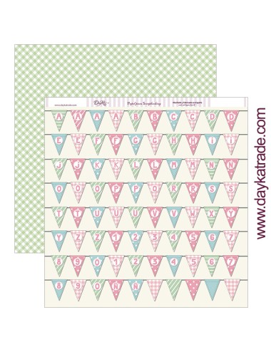 papel scrapbooking "banderines de fiesta con letras y números" dayka trade