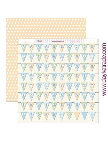 papel scrapbooking "banderines de fiesta con letras y números" dayka trade