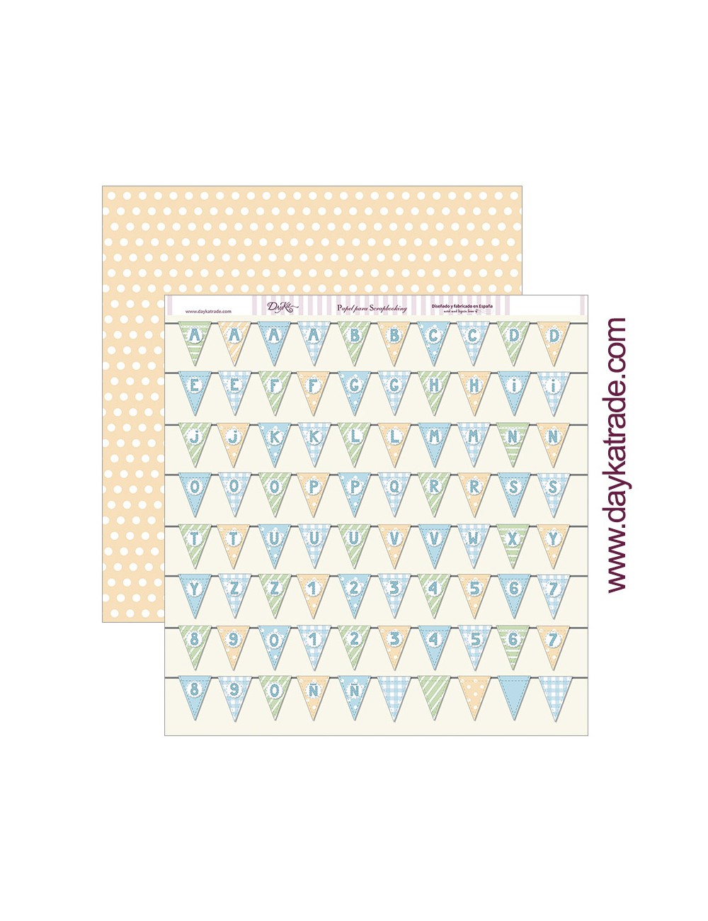 papel scrapbooking "banderines de fiesta con letras y números" dayka trade