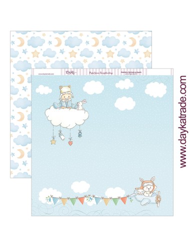 papel scrapbooking "bebé en nube" dayka trade