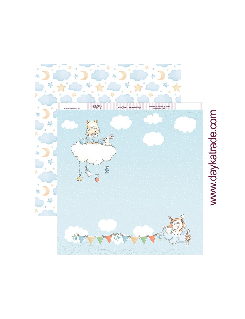 papel scrapbooking "bebé en nube" dayka trade