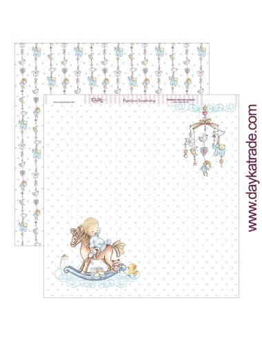 papel scrapbooking "caballito balancín  con bebé dormido" dayka trade