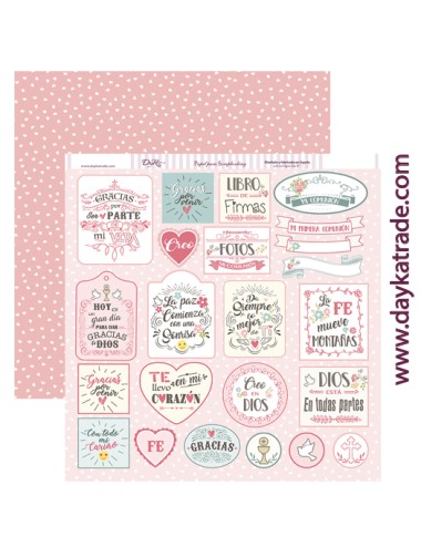 papel scrapbooking "Comunión niña etiquetas textos"