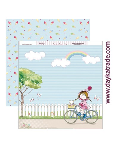 papel scrapbooking "en bicicleta "