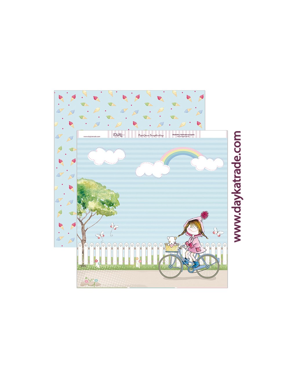 papel scrapbooking "en bicicleta "
