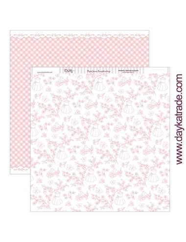 papel scrapbooking "floral con pajaritos, mariposas" dayka trade