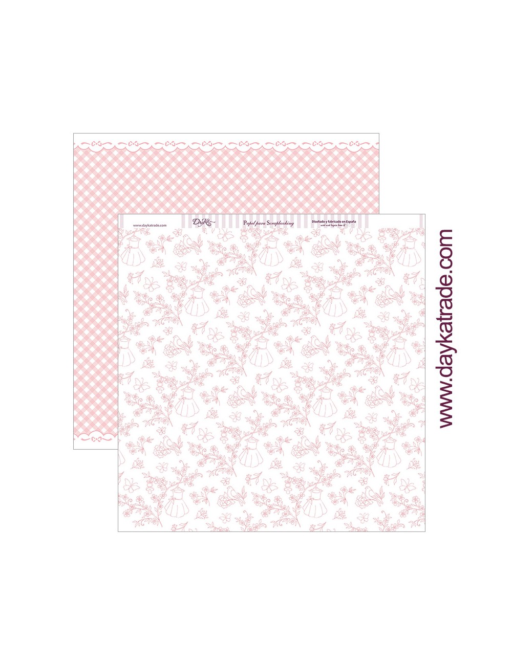 papel scrapbooking "floral con pajaritos, mariposas" dayka trade