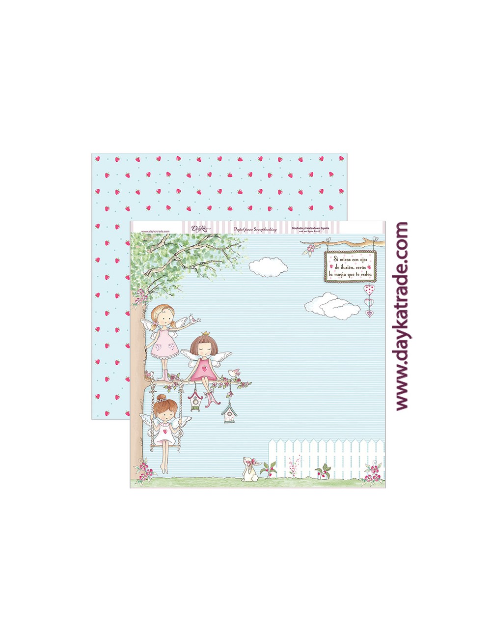 papel scrapbooking "hadas en árbol"