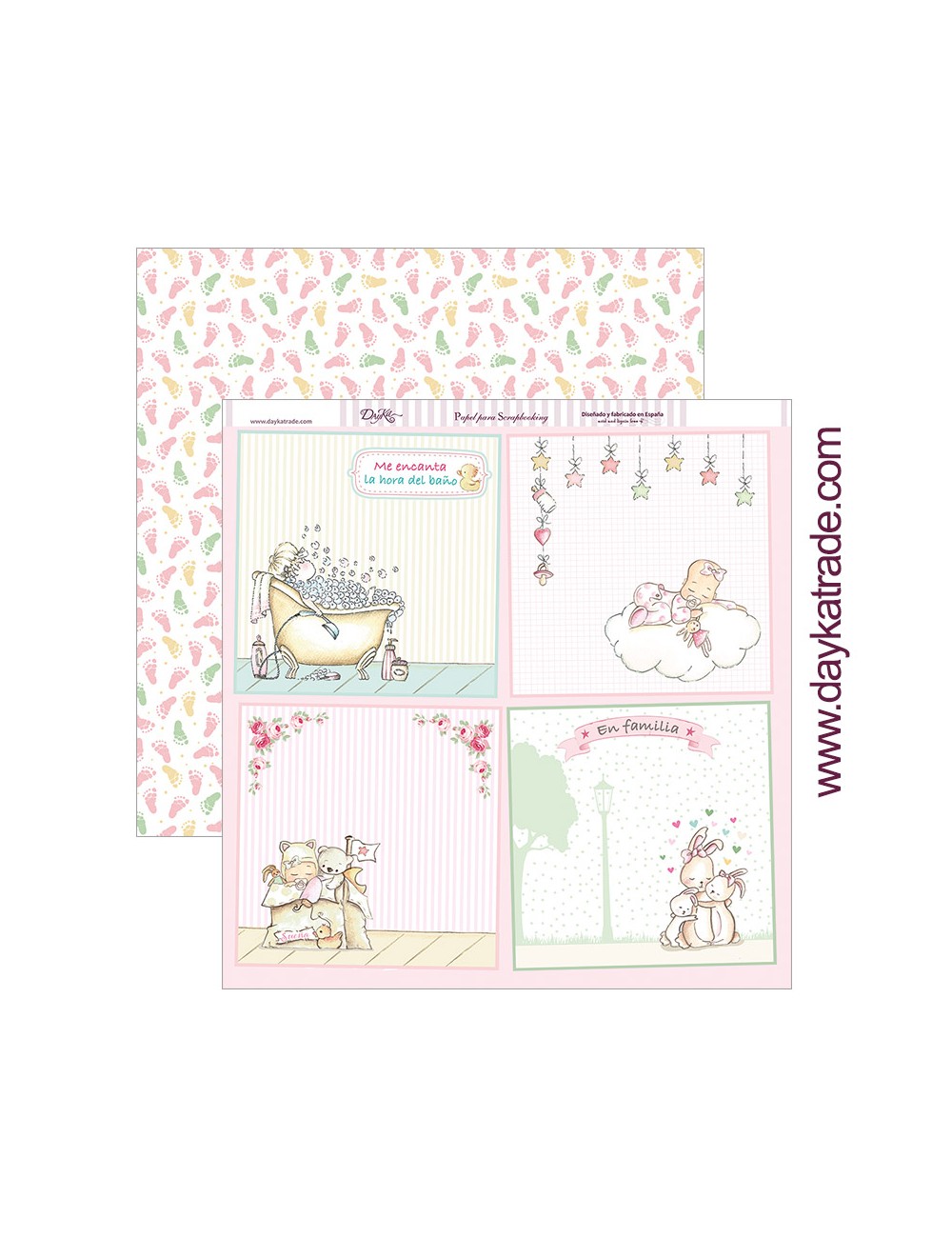 papel scrapbooking "me encanta la hora del baño" dayka trade
