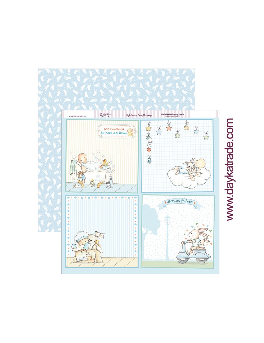 papel scrapbooking "me encanta la hora del baño" dayka trade