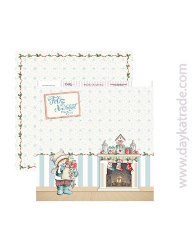 papel scrapbooking "niño chimenea"