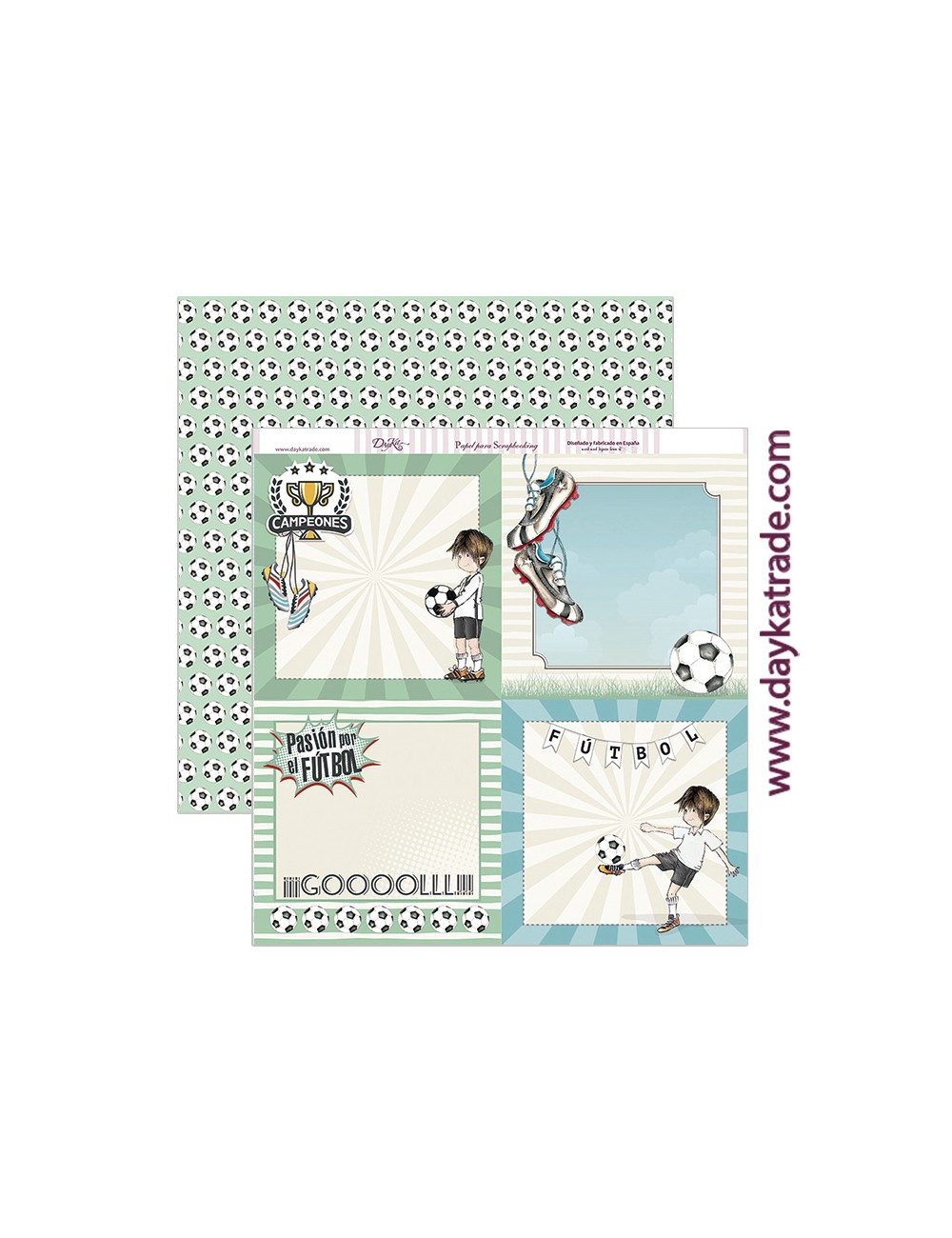 papel scrapbooking "pasión por el fútbol"