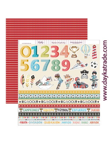 papel scrapbooking "tiras y números"