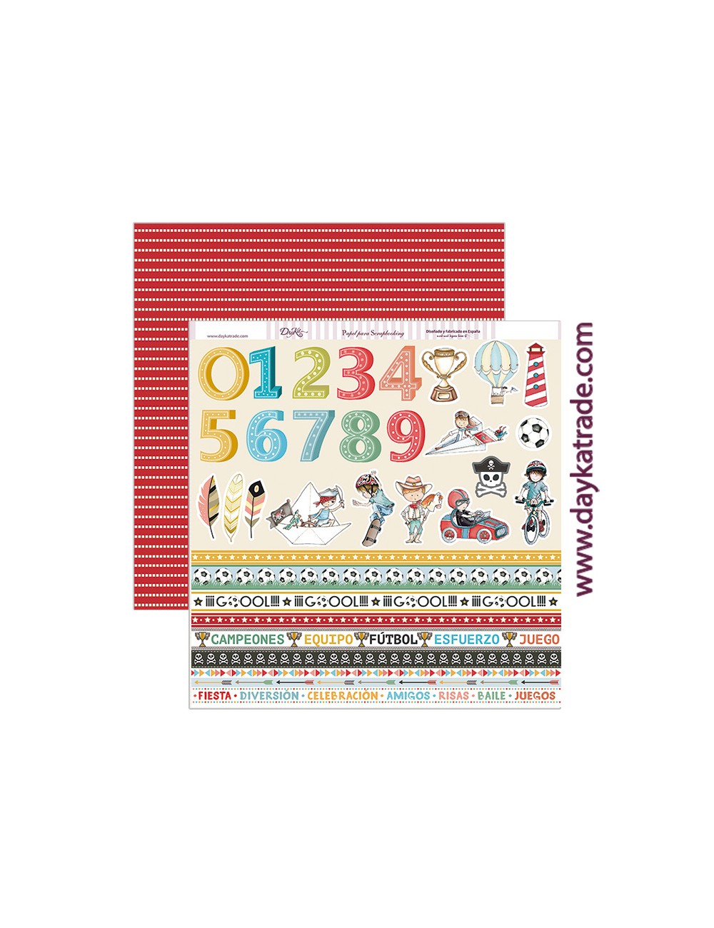 papel scrapbooking "tiras y números"