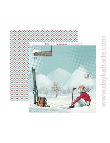 papel scrapbooking "vacaciones en la nieve"