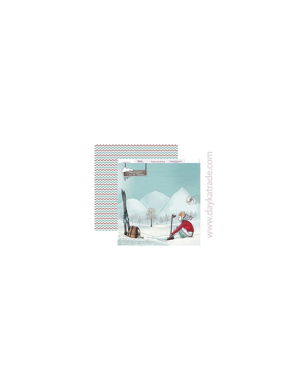 papel scrapbooking "vacaciones en la nieve"
