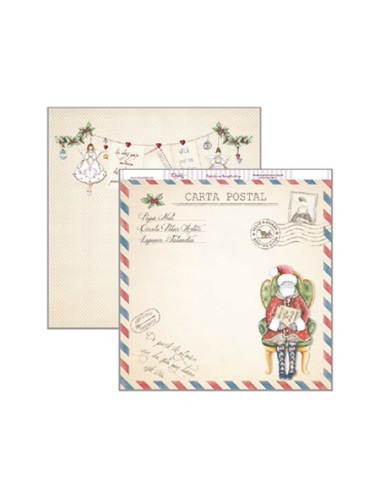 papel scrapbooking Navidad Papá Noel y angelitas