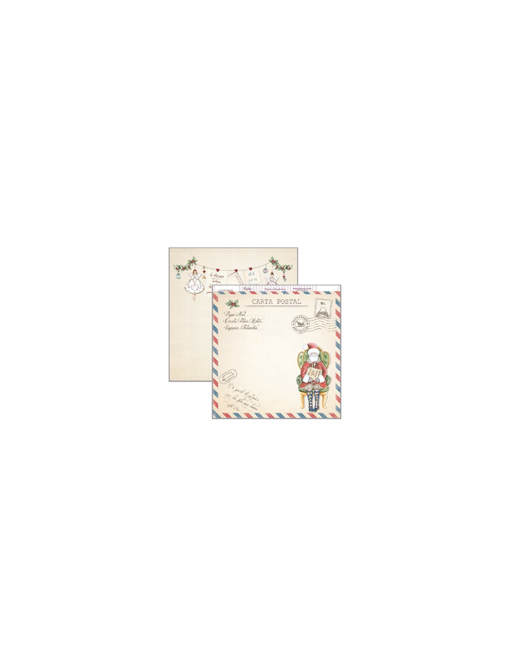 papel scrapbooking Navidad Papá Noel y angelitas