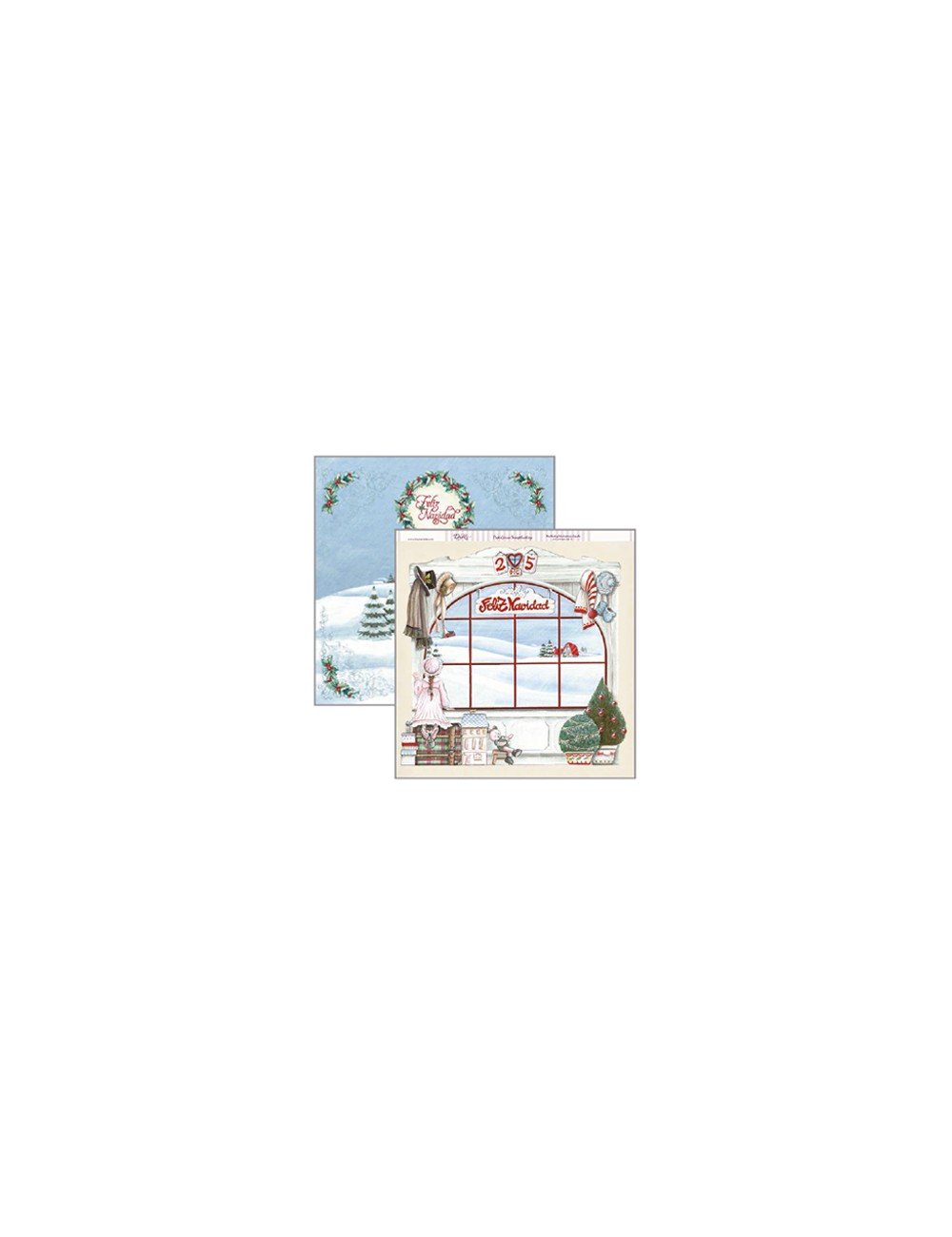 papel scrapbooking Navidad ventana y paisaje