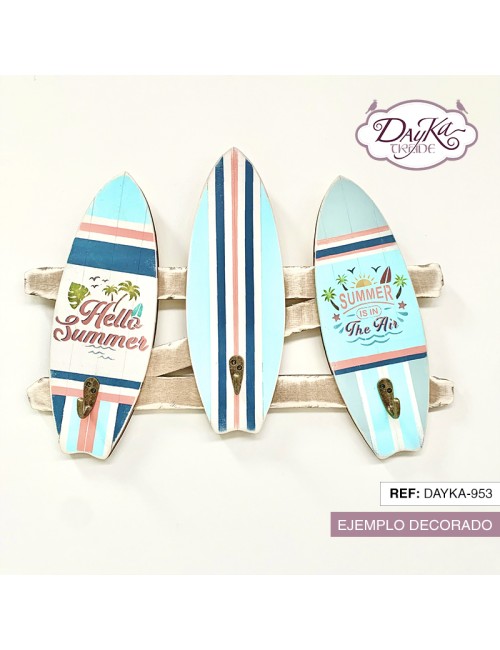 perchero 3 tablas de surf con ganchos