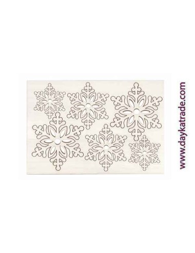 placa con 6 copos de nieve