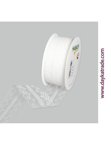 Puntilla doble flores - blanco