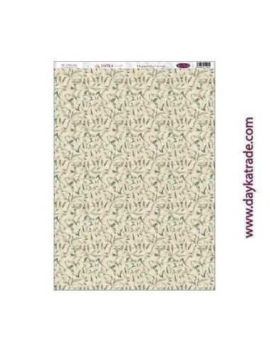 ramas y hojas con fondo beige - tela para scrap y cartonaje? 32×70 cm - "Escrito en las estrellas"