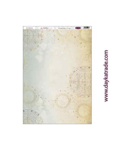 rueda del horóscopo - tela para scrap y cartonaje? 32×70 cm - "Escrito en las estrellas"