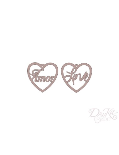 set  2 corazónes "amor" y "love"