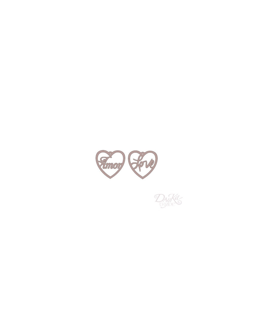 set  2 corazónes "amor" y "love"