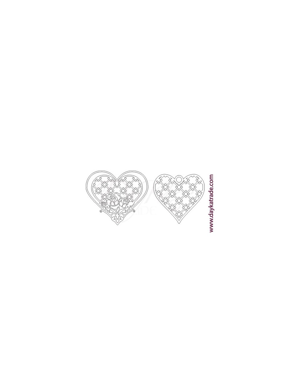 set 2 corazónes filigrana de cartón blanco