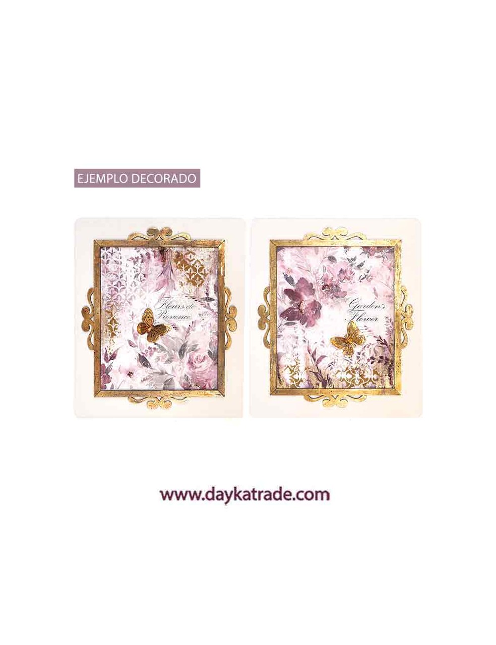 set 2 cuadros flores mariposas