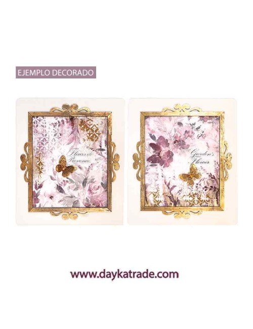 set 2 cuadros flores mariposas