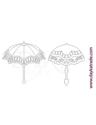 set 2 sombrillas de cartón blanco
