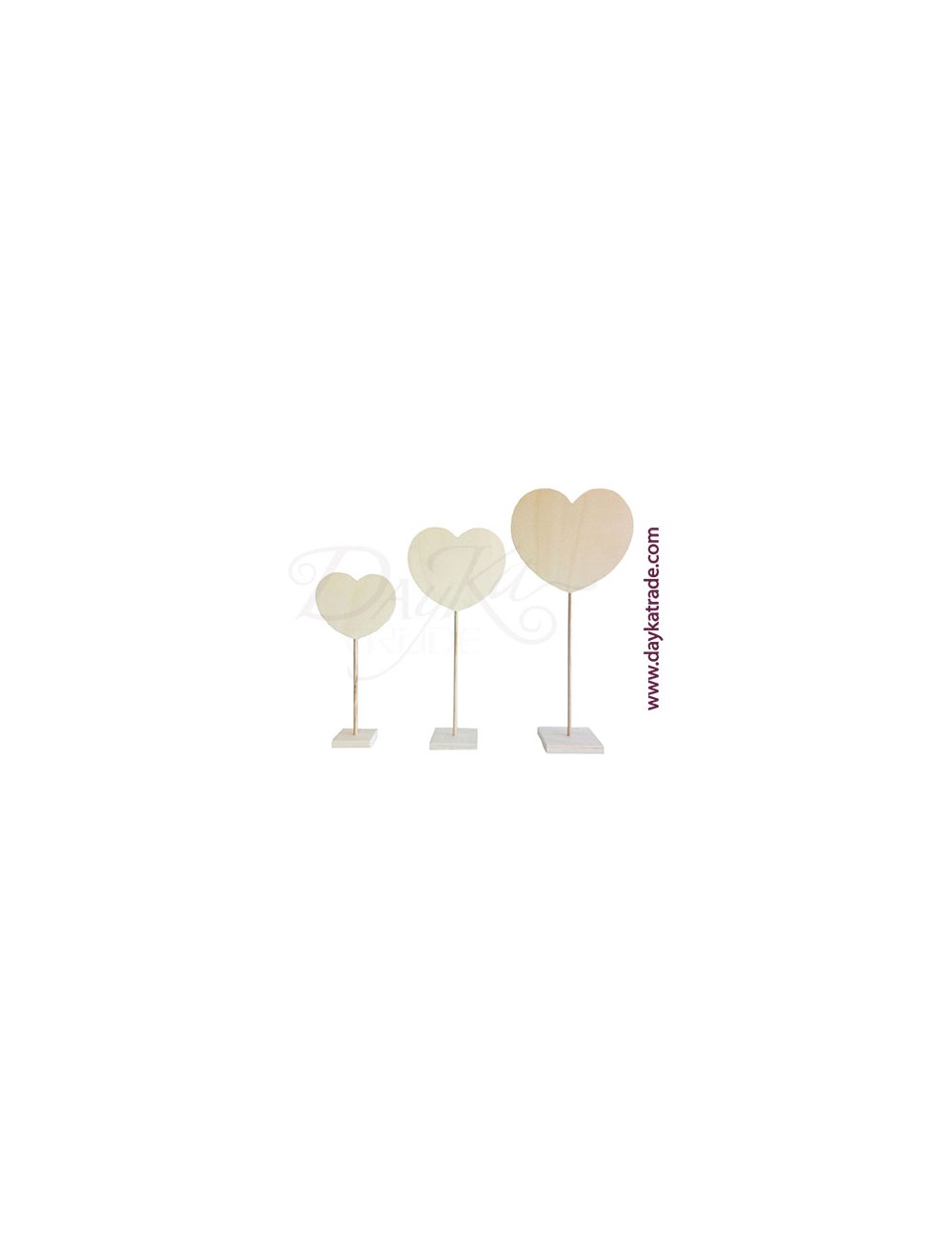 set 3 corazónes con soporte