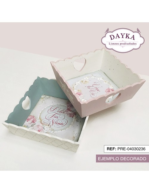 set cesta ondas corazón con tela pre-diseñada