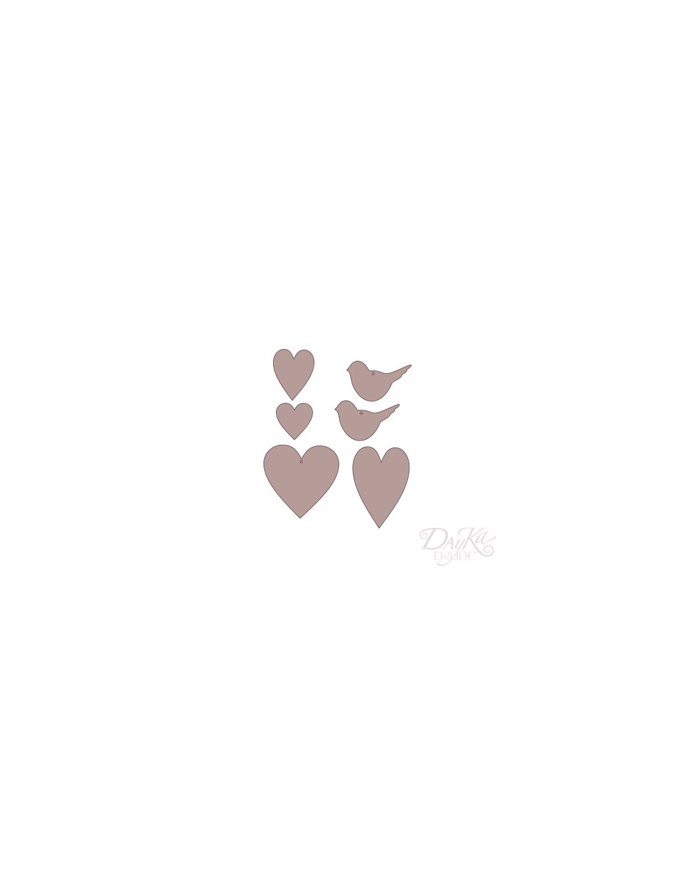 set corazónes y pajaros