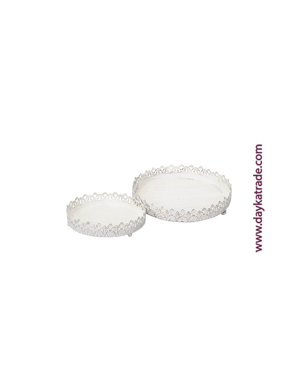 set de 2 bandejas redondas blanco roto