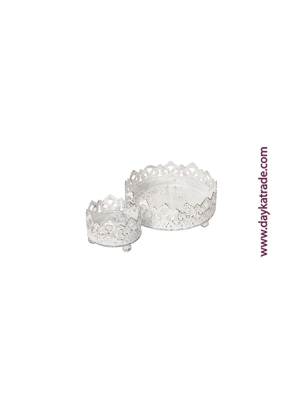 set de 2 bandejitas blonda blanco roto