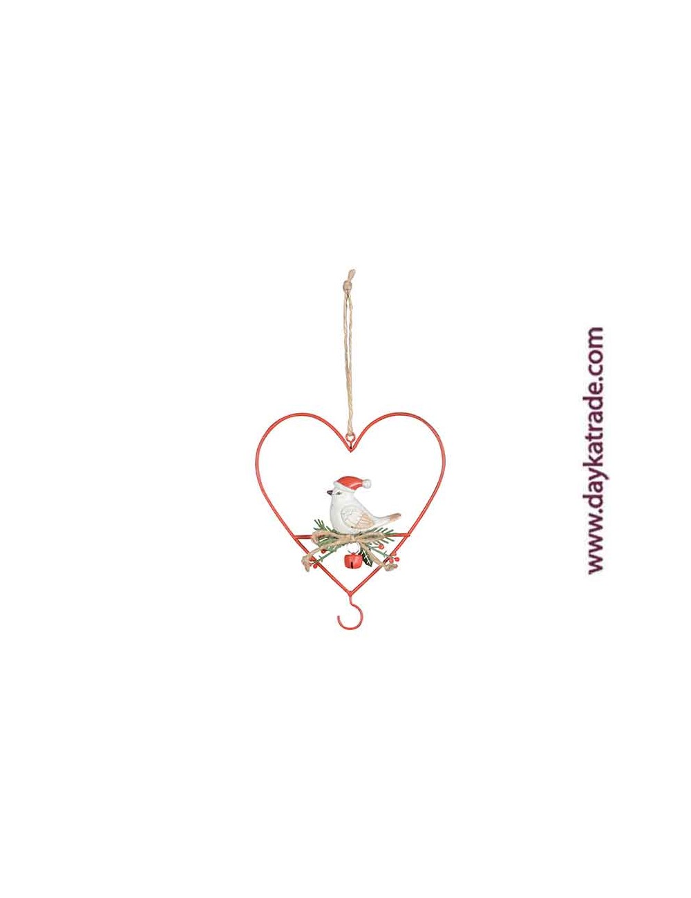 set de 2 corazónes con pajarito navideño