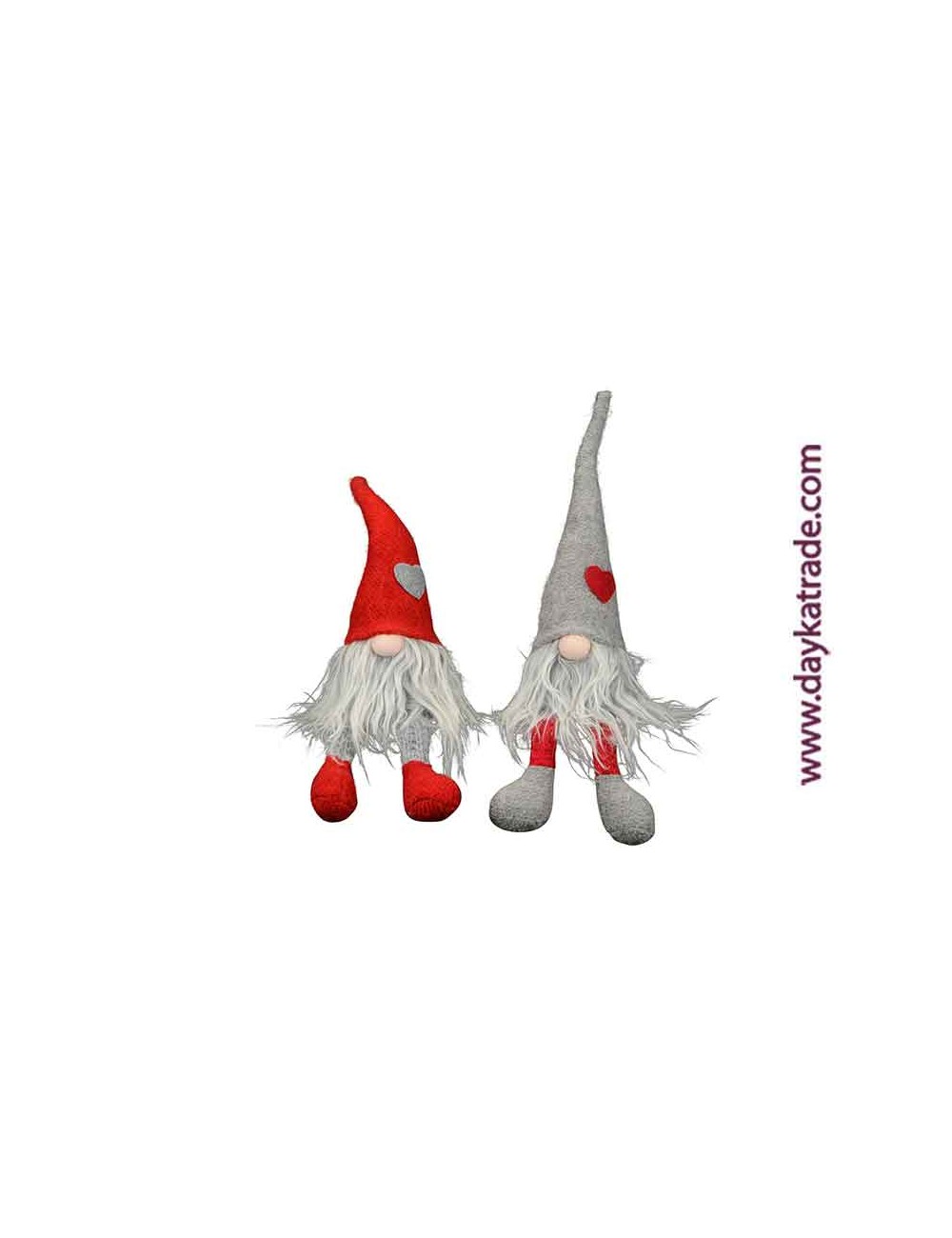 set de 2 gnomos de punto gris / rojo